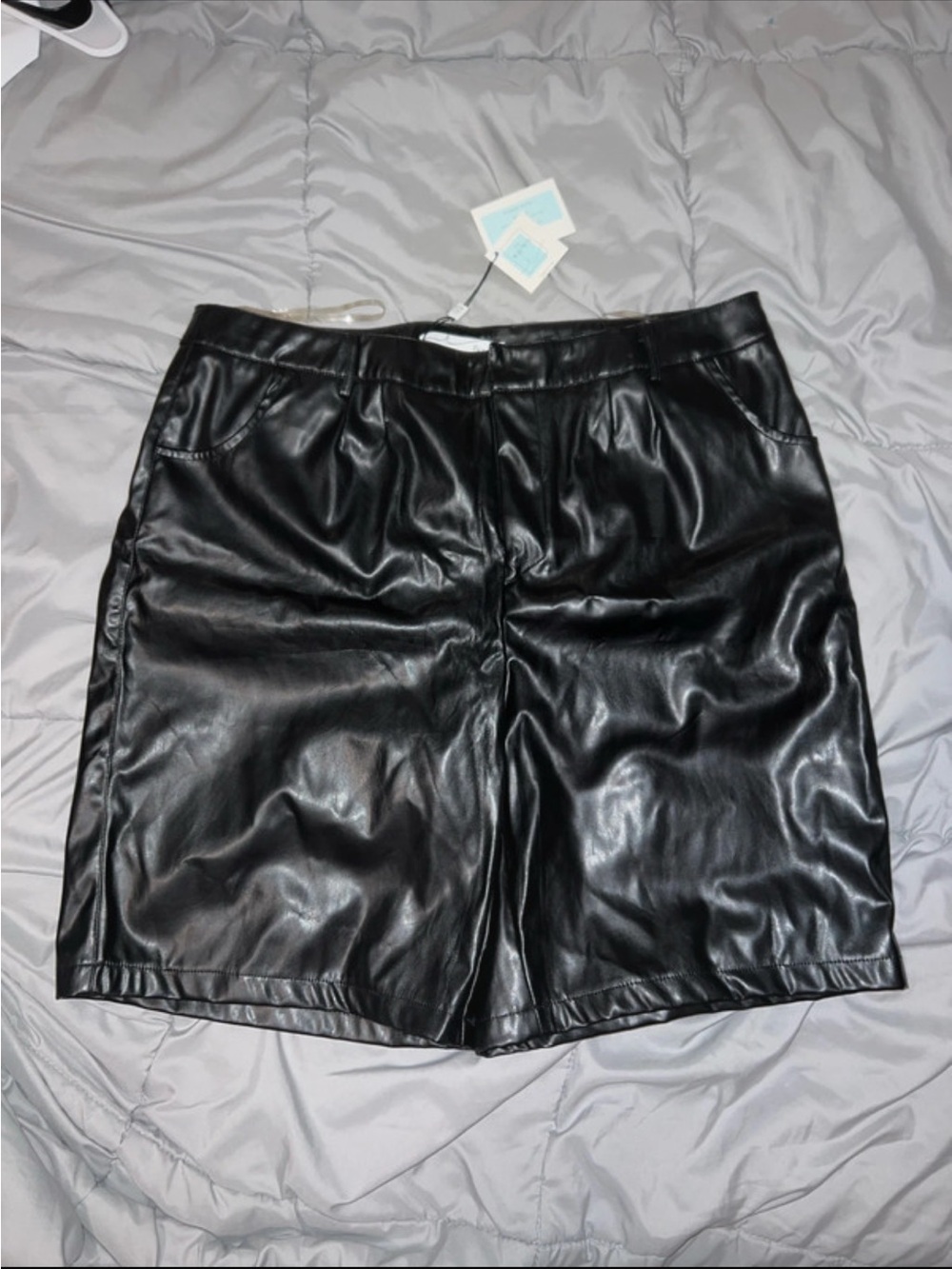 Black Faux Leather High-Waist Shorts